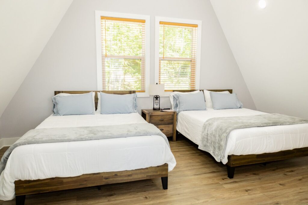 Upstairs bedroom with two queen beds