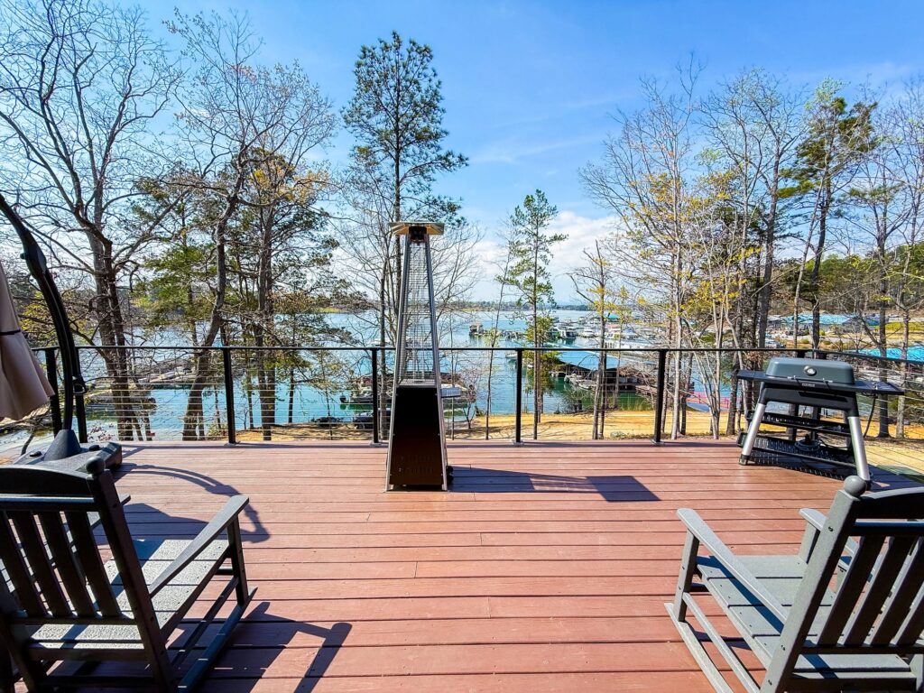 The deck looking down to Lake Keowee and the marina