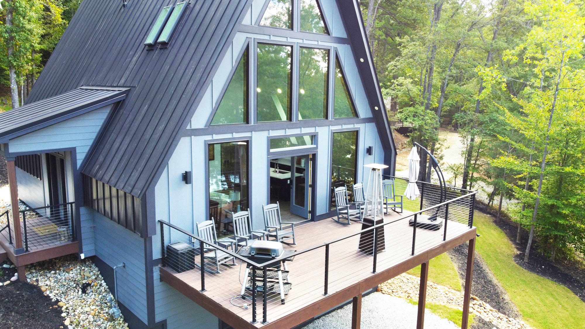 Aerial of the A-frame and its deck