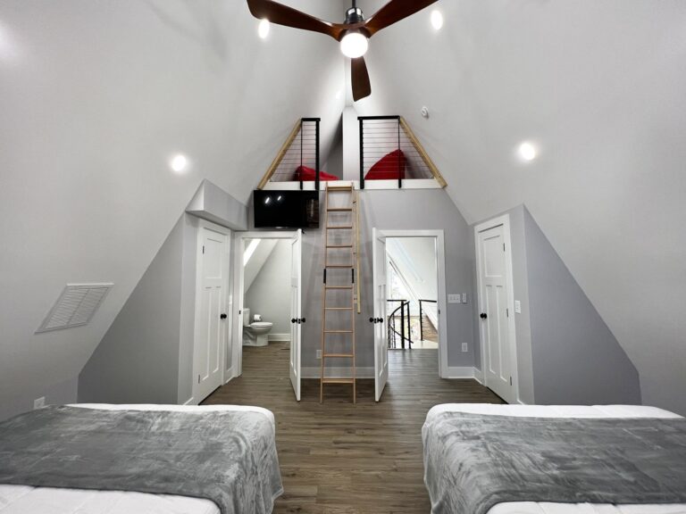 Upstairs, looking up to the loft ladder